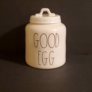 Rae Dunn GOOD EGG Ceramic Canister Crock Jar w Airtight Lid by Magenta Candy Jar